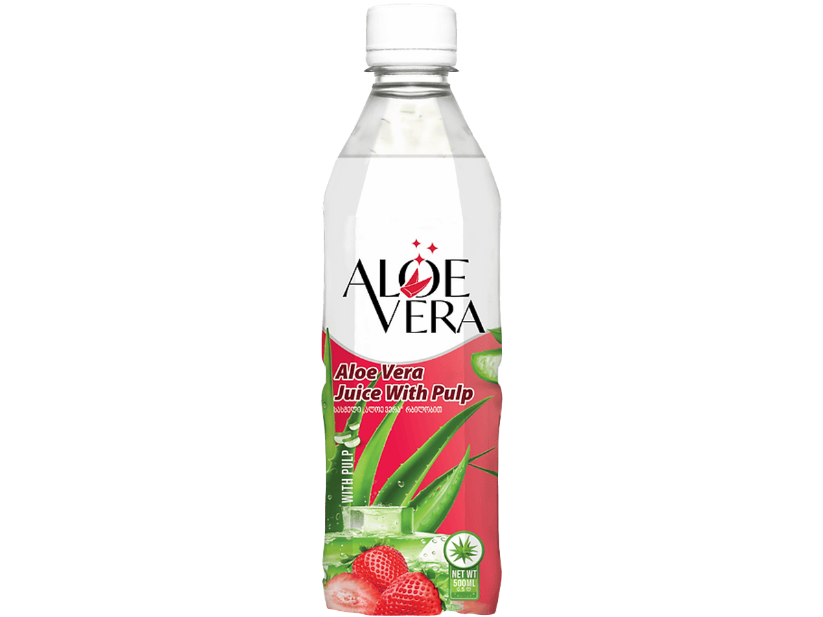 500ml Aloe Vera drink with pulp Strawberry flavor