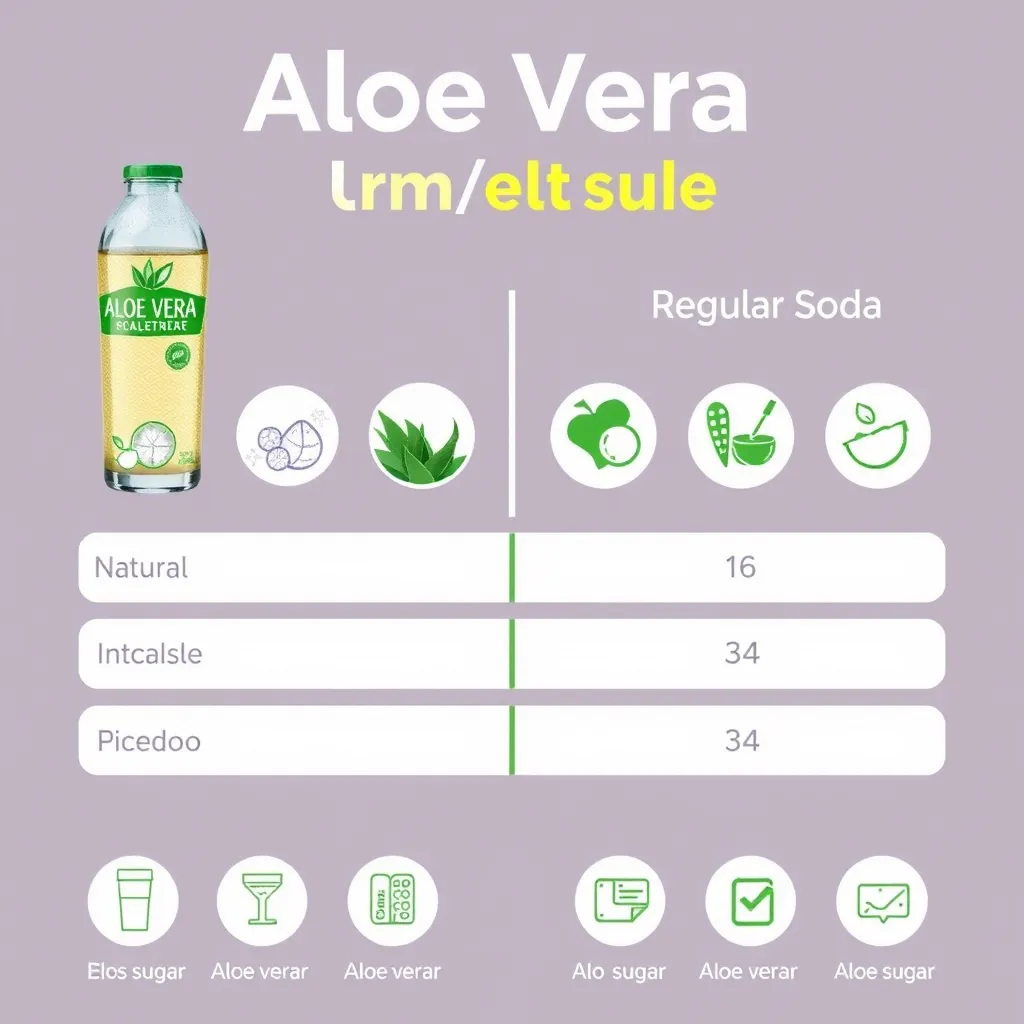 Comparison chart showing the health benefits and low sugar content of Aloe Vera drink versus regular soda